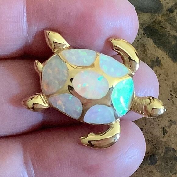 Sterling Silver Gold Plated Opal Tortoise Pen - NEW! 🔥🐢 - Picture 7 of 8